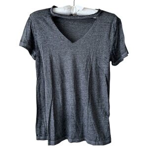 Holiister Short Sleeve Shirt Vneck with Choker Collar Cutout Gray Size XS